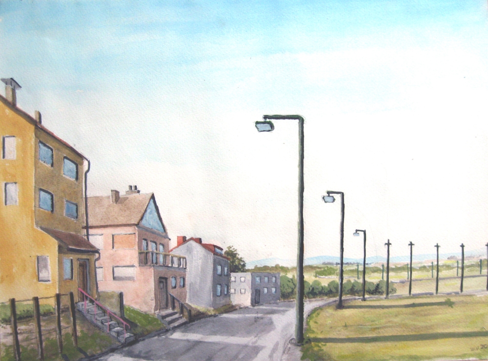 Straße mit Laternen